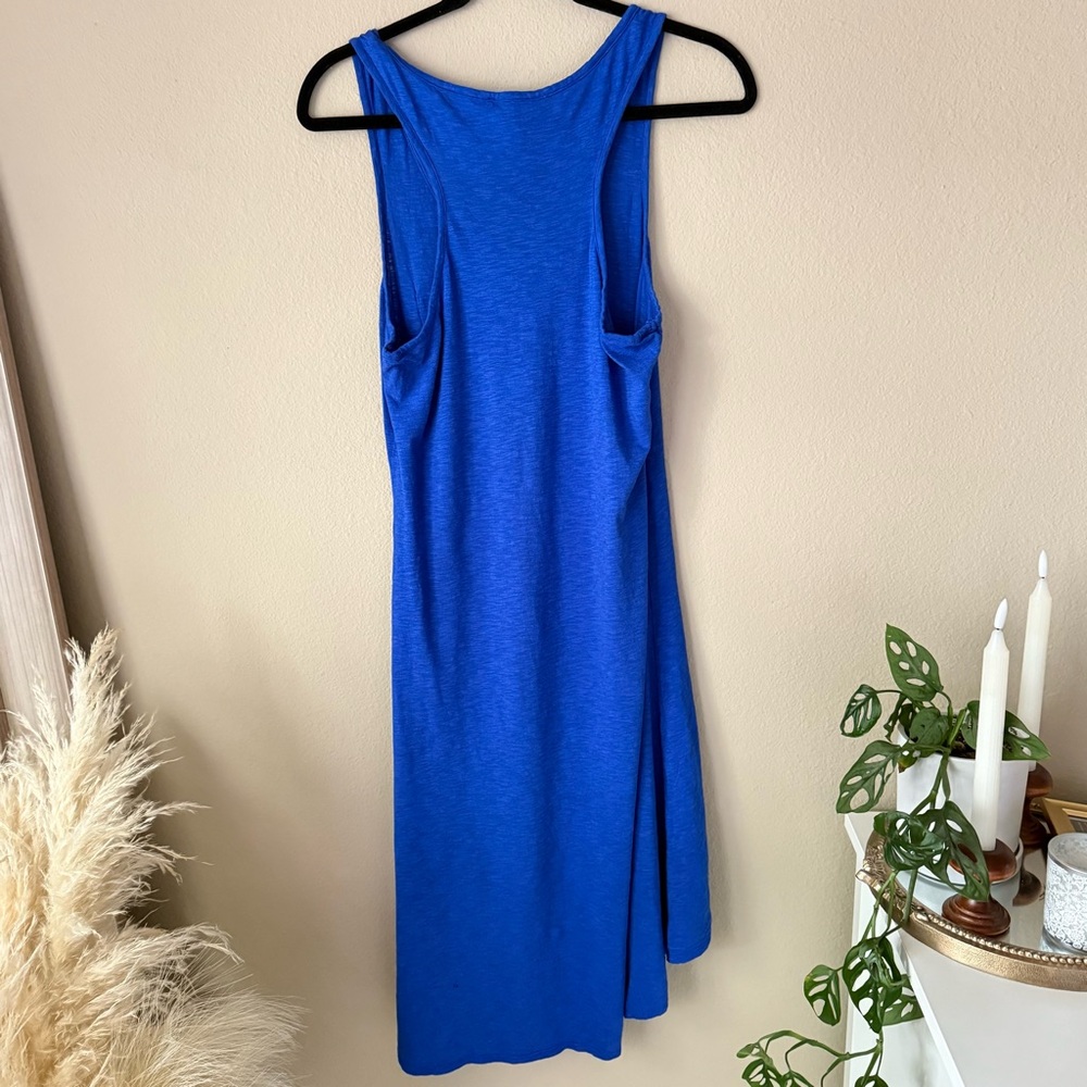 Express Racer Back Tank Dress High-Low Dress Mini Front Pocket Royal Blue Casual - Picture 2 of 5